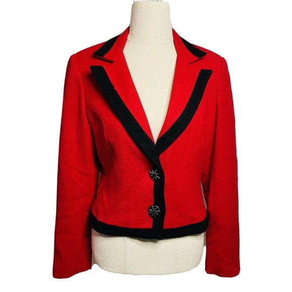 Ji Tak Jackets & Blazers - Ji Tak Vintage Cropped Red/Black Blazer Jacket